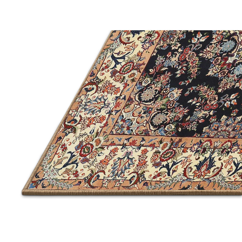 Tapis noir/beige traditionnel Carlstrom, Rectangle 2 pi x 5 pi