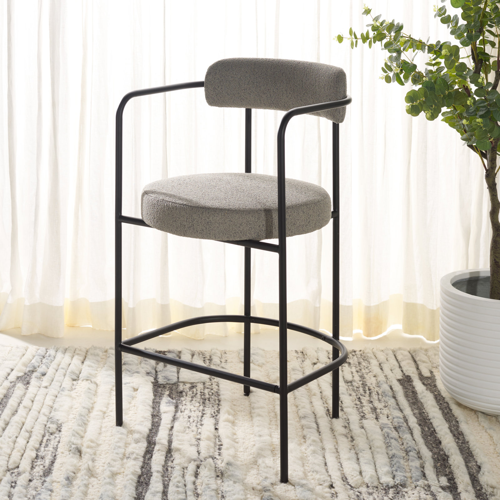 Liana Upholstered Counter Stool, Gray
