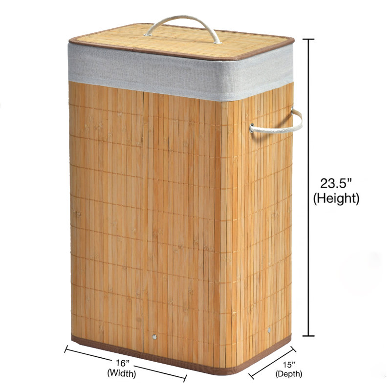 Bamboo Hamper With Lid 72 Lt, Brown