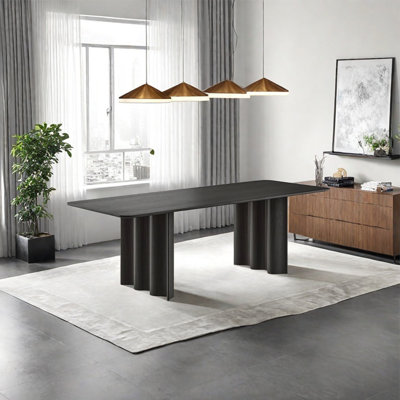 Ash wave-shaped legs dining table