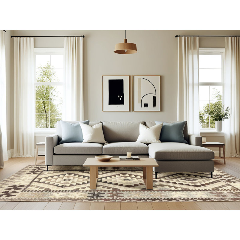 Tapis beige/brun contemporain, Rectangle 6 pi x 9 pi