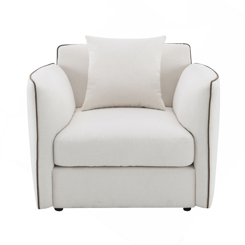 Chaise en chenille beige avec coussin