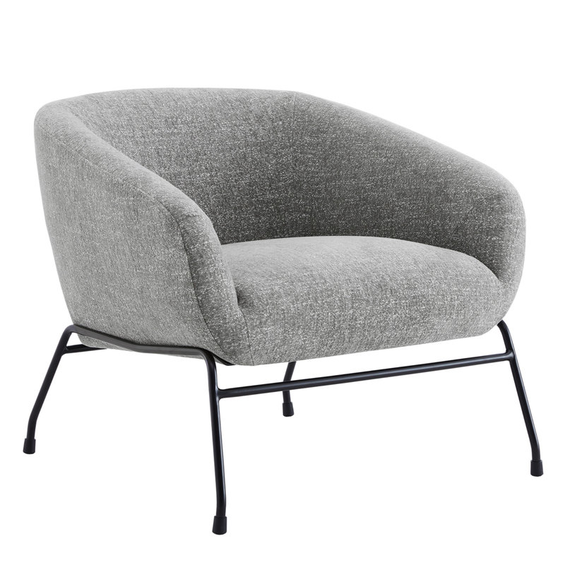 Fauteuil demi-tonneau Avram, Tweed gris magnolia