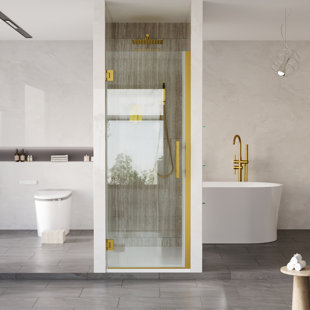 Porte de douche à charnière sans cadre l 27-28 po x H 72 po avec verre trempé certifié SGCC