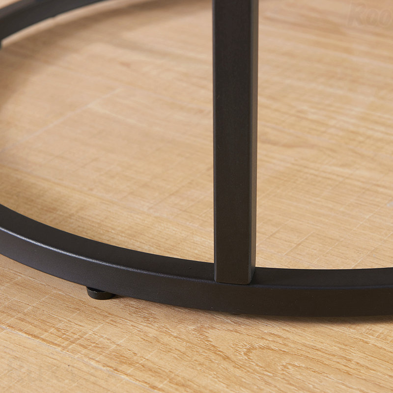 Table basse ronde, tables de centre, tables d'appoint rondes avec cadre en métal, Grey Wash, 18" H x 31.5" W x 31.5" D