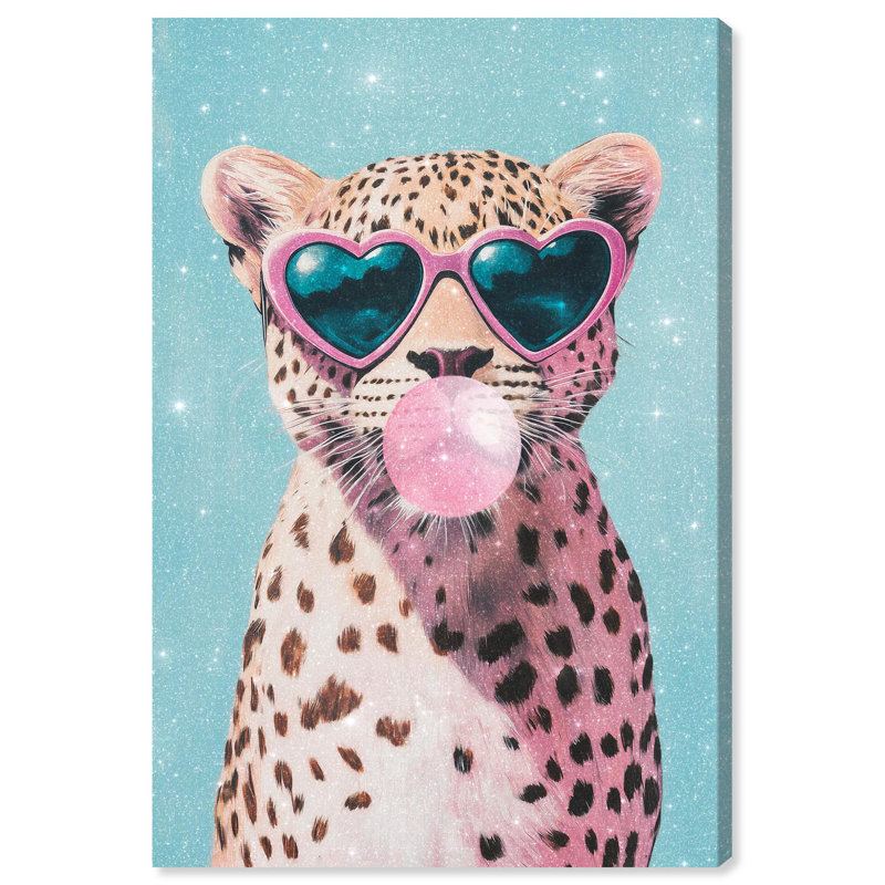 Décoration murale Pastel Cheetah Bubblegum , Toile tendue, H 24 po x l 24 po