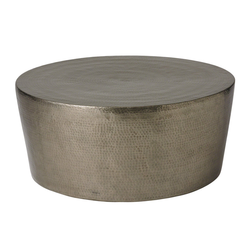 Izmir Hammered Cocktail Table, Antique Brass, 16.5" H x 48" L x 48" W