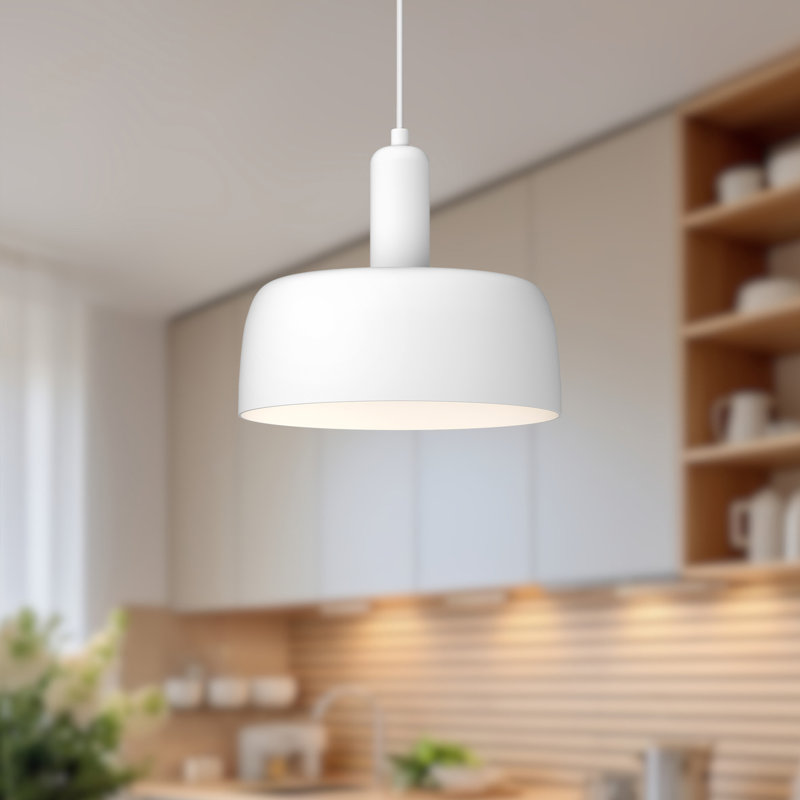 Luminaire suspendu en forme de dôme à 1 lumière Adriano, Blanc