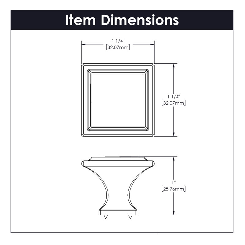 Facette Square Knob, Matte Black