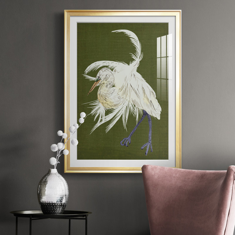 Heron Plumage II - reproduction de cadre photo, H 42,5 po x l 30,5 po x P 1 po, Or