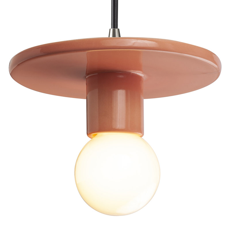 Luminaire suspendu à 1 lumière Leni, Rosé brillant, Nickel brossé