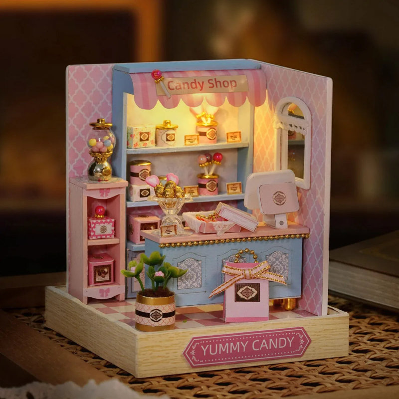 Ensemble de boîte de chambre miniature Wizardi - Ensemble de maison de poupée Yummy Candy