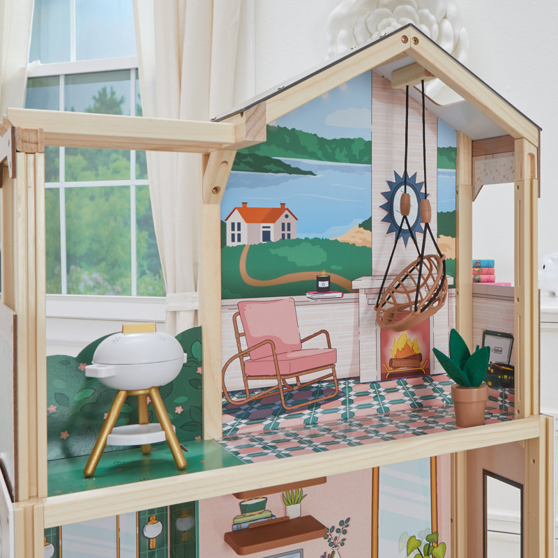 Maison de poupée en bois avec 50 accessoires Click & Play
