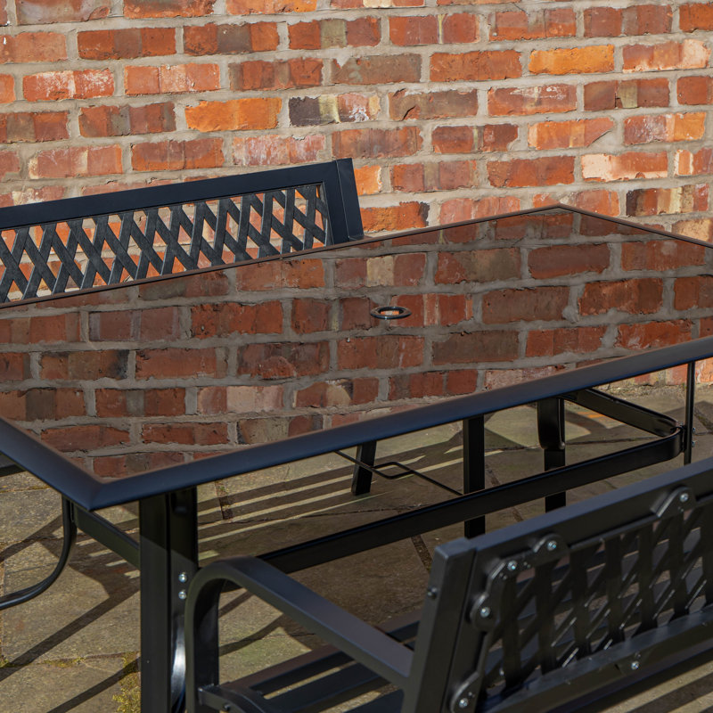 Charleah Rectangular 5 - Piece 4 - Person Outdoor Table Set, Black