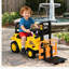 Chariot élévateur pour enfants avec finition jaune, rangement sous le siège et levier de travail, jouet de construction à pousser / tirer pour le jeu intérieur / extérieur