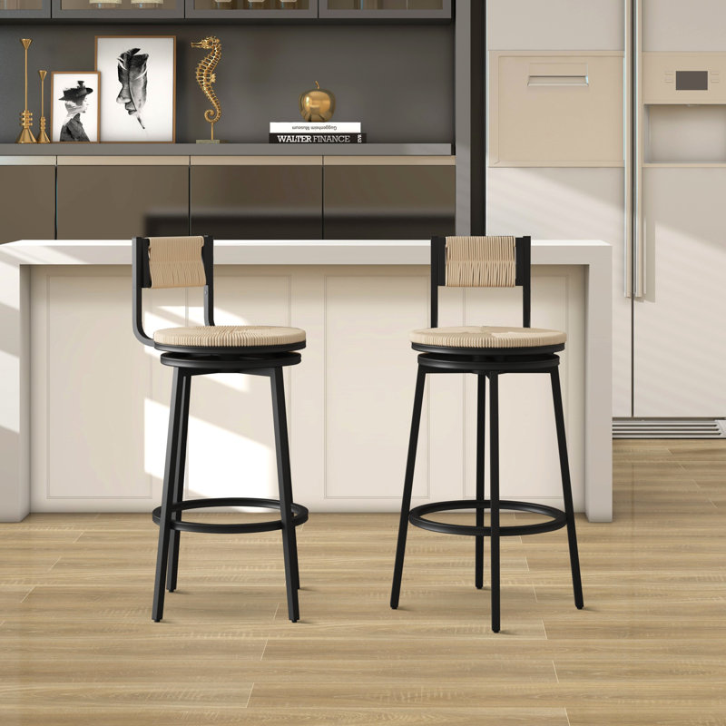 Ensemble de 2 tabourets de bar pivotants 15,92 "(ensemble de 2), Blanc crémeux