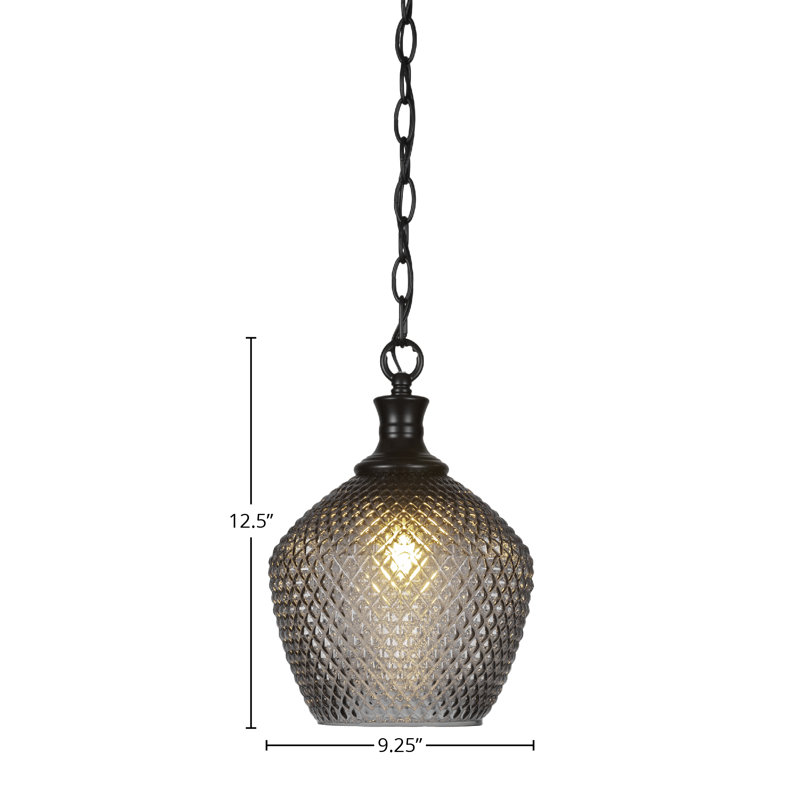 Luminaire suspendu à chaîne Zola, Noir mat, H 12,5 po x l 9,25 po x P 9,25 po