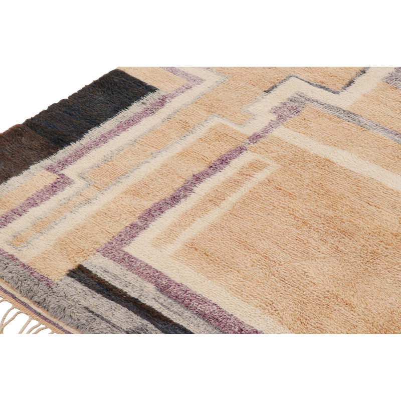 Moroccan Hand Knotted Wool Geometric Area Rug, Runner 3' x 12'