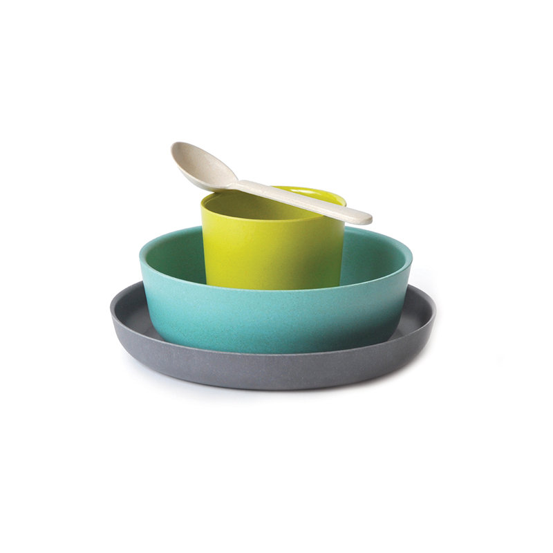 Bambino Piece Dinnerware Set, Lime/Lagoon/Smoke/White