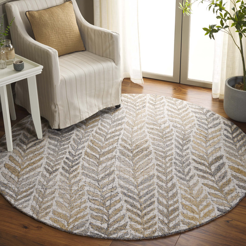 Fenelus Renewal Hand Tufted Performance Floral Rug, Round 6'