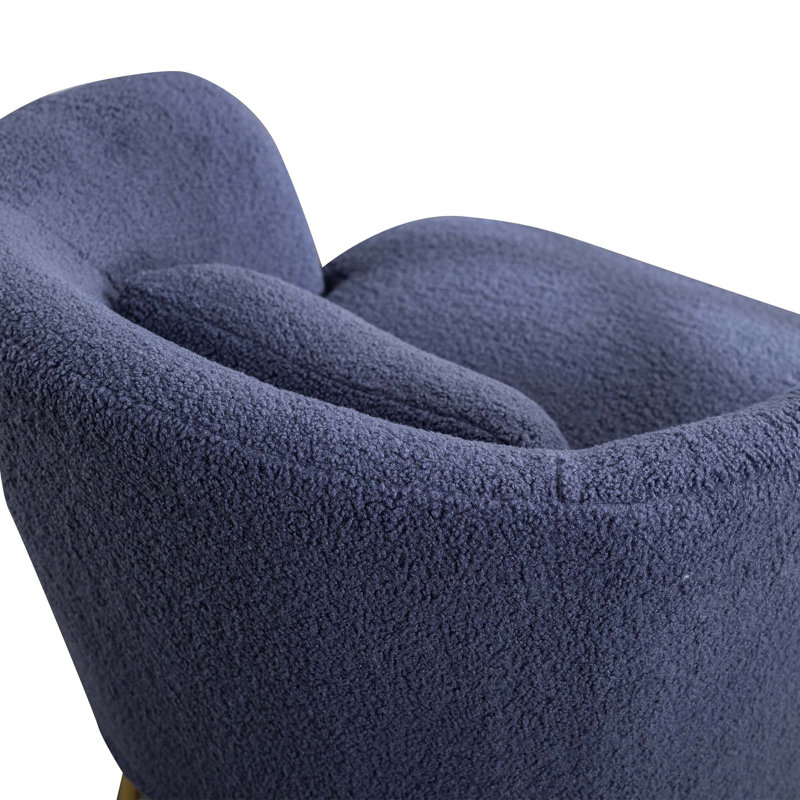 Upholstered Barrel Chair, Navy Boucle