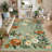 4'x6' Floral Wreath Area Rug, Washable Non Slip Non Shedding Low Pile Stain Resistant Foldable Soft Carpet for Entryway Kitchen Bathroom Green-1013894709-1013894701