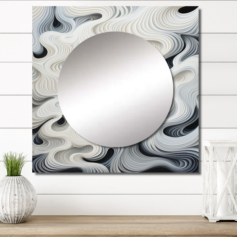 Getts - Grand miroir carré Op Art, 36 po x 36 po