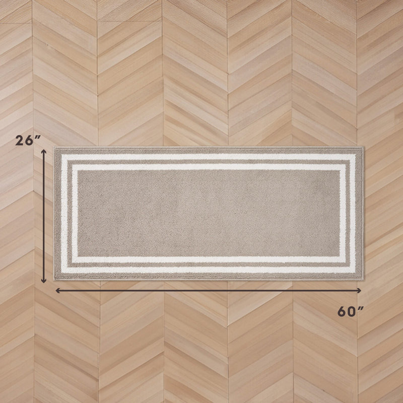Debbie Machine Woven Synthetic Area Rug in Brown/White, Runner 2'2" x 5'