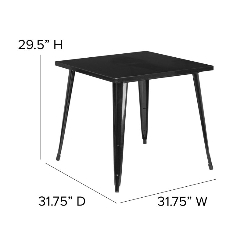 Table carrée intérieure / extérieure Angeleca, Noir, l 31,75 po x L 31,75 po x H 29,5 po