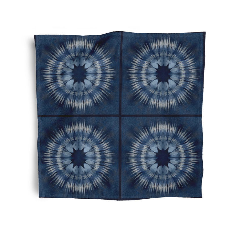 Laelyn Polyester Abstract Square Napkin, Navy