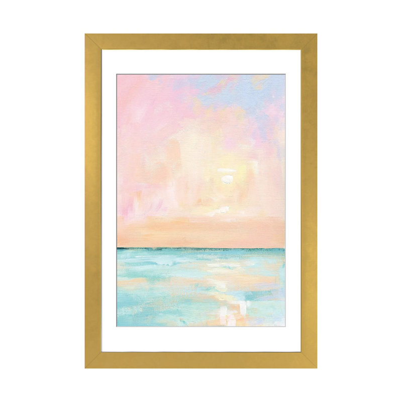 «Pastel Florida Sunset», reproduction d'art murale - papier d'art encadré, H 32 po x l 24 po, Doré