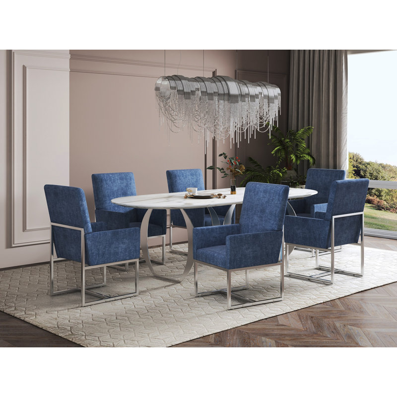 Chaise en velours Element, Bleu