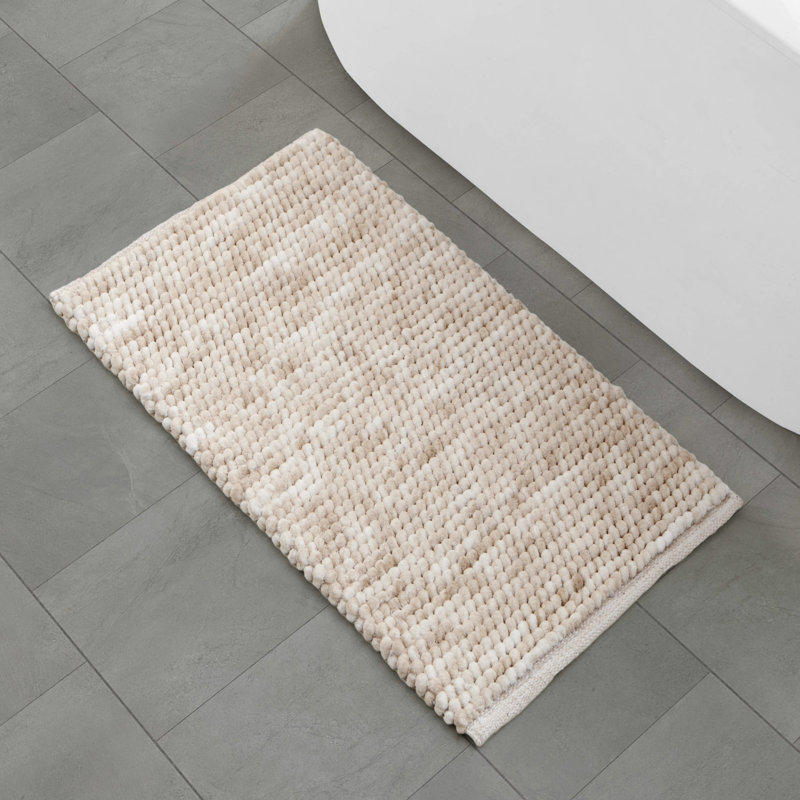 French Connection Space Dye Chunky Chenille Bath Rugs, Beige, 32" L x 20" W