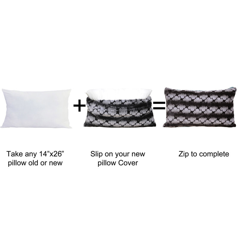 Floral Rectangular Lumbar Cushion Cover, Black