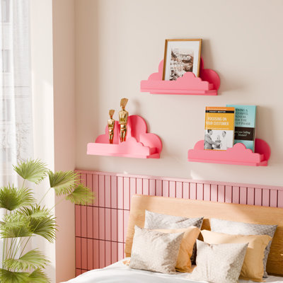 Ensemble de 3 tablettes Cloud pour chambre d'enfant Wall Deor, tablette flottante blanche Cloud, petite tablette murale décorative, jolie tablette flottante décorative pour jouets, plantes et rangement