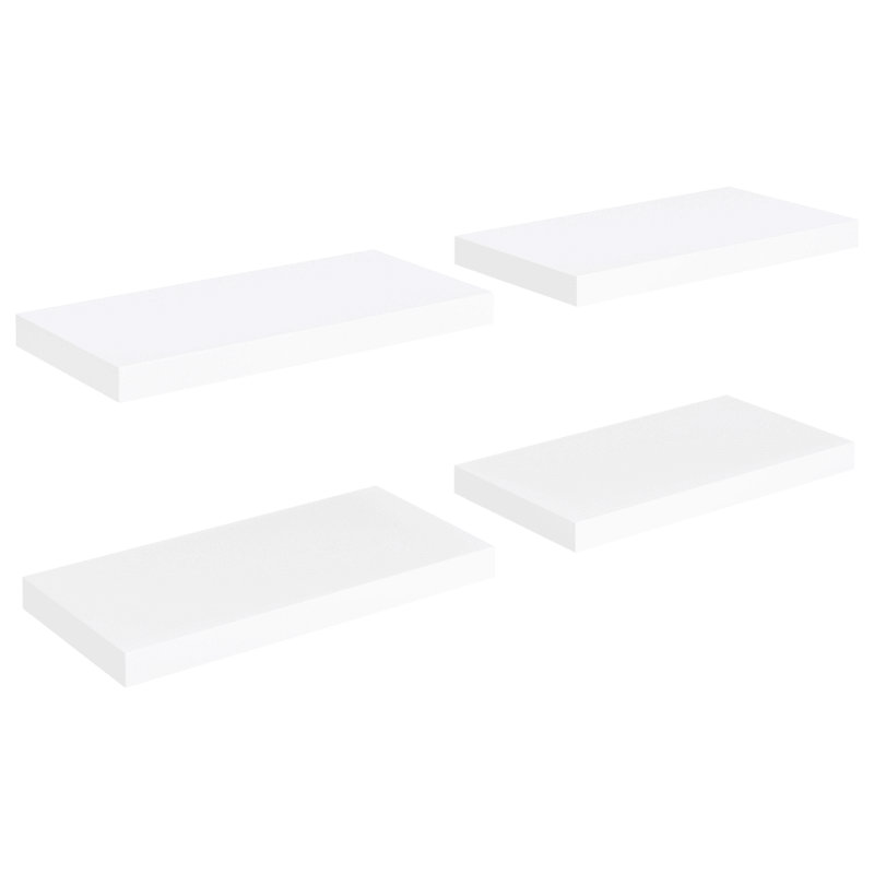 Arsis 4 Piece Metal Floating Shelf, 3.8cm H x 23cm W x 50cm D, White