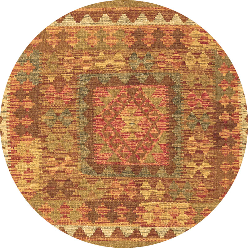 Tapis contemporains brun lavable à la machine 2584, Rond 8 pi