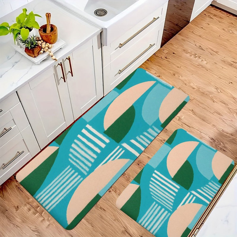 Geometric Shapes, 2 Pcs Non Slip Kitchen Mats