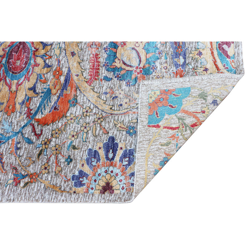 Tapis chameau et multicolore noué à la main de haute qualité, Rectangle 12 pi x 15 pi