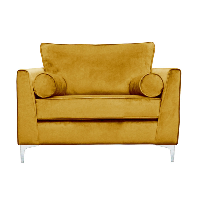 Giancarlo 2 Seater Velvet Loveseat, Mustard