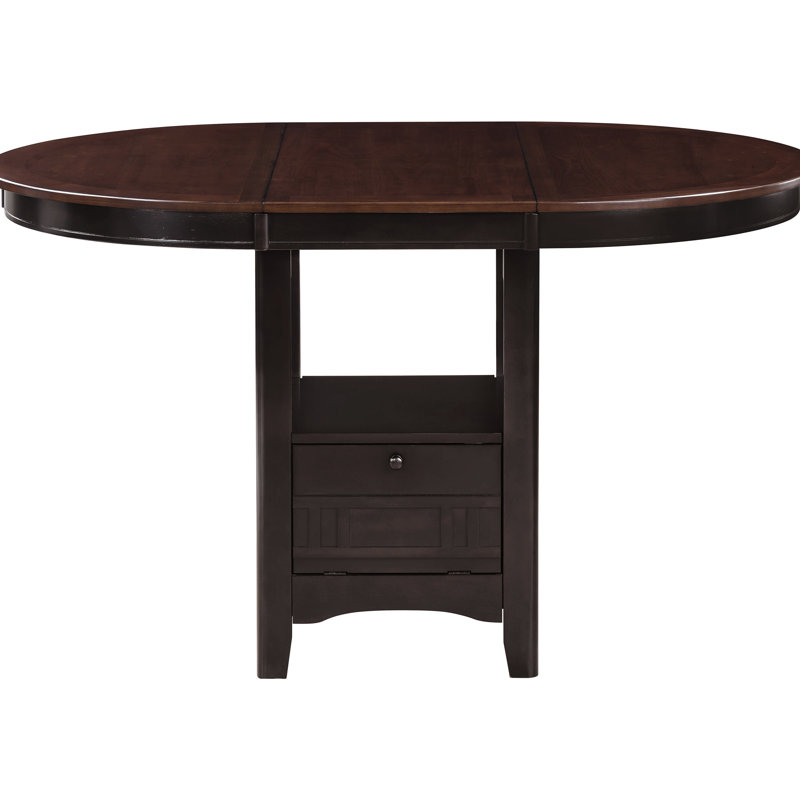 Table de comptoir à rallonge dans des tons de châtaignier, stabilité accrue, mélange classique - contemporain, pour installation dans la salle à manger, unité brun moyen, design polyvalent, rassemblements idéaux pour 4 personnes