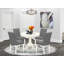 L'ensemble de table de salle à manger 5 pièces contient une table de salle à manger et 4 chaises de cuisine en tissu de polyester gris platine avec dossier élégant - finition lin blanc-72867305-73189933-73189936