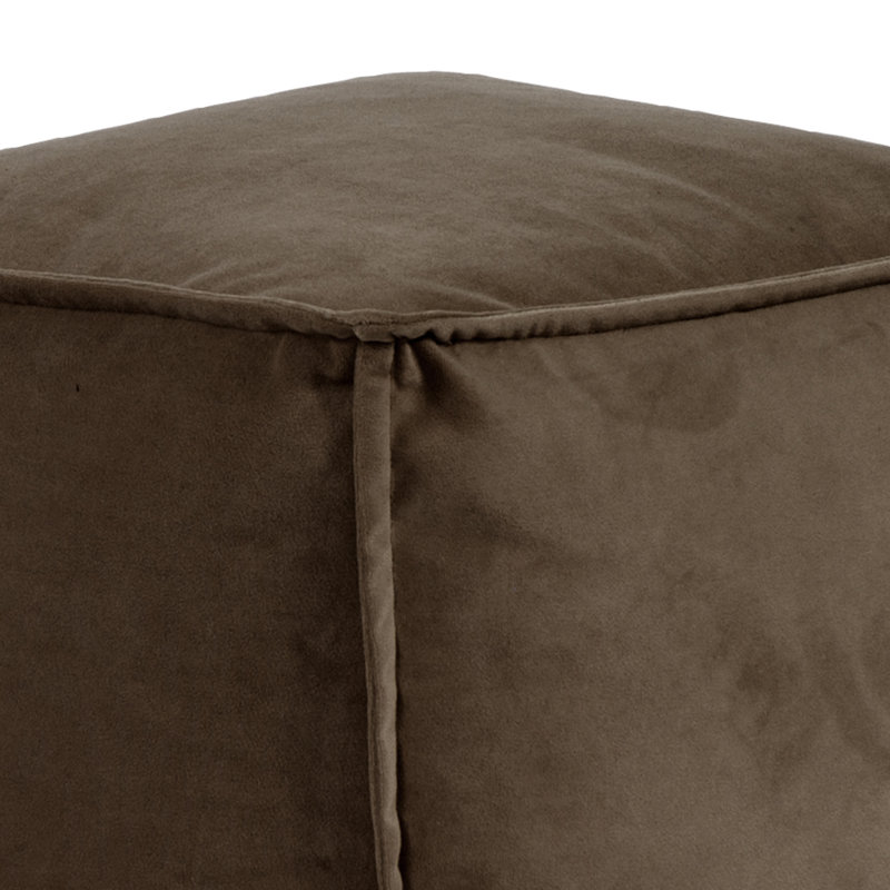 Olmo Upholstered Pouf, Bella Chocolate Performance Velvet