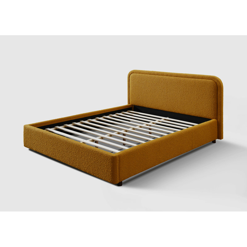 Lit plateforme Baneza, Grand, Mustard Boucle