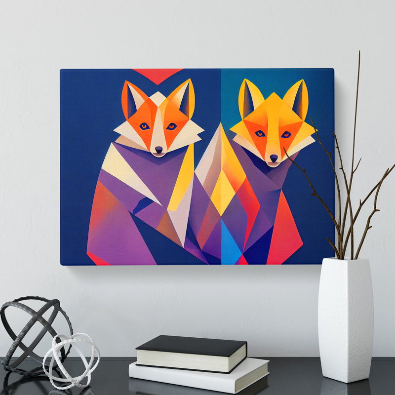 Two Abstract Foxes Vol.1 - Wrapped Canvas, 50cm H x 76cm W x 3cm D