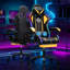 Fauteuil de jeu inclinable et ergonomique en cuir avec haut-parleurs intégrés et lumières DEL Hoffree-69741810