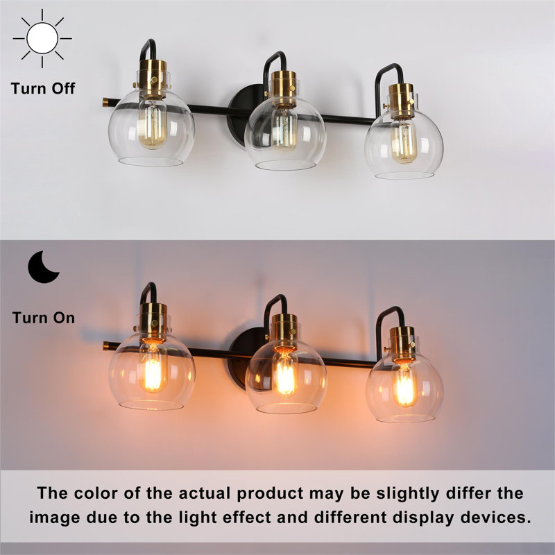 Christof 3 - Light Dimmable Vanity Light, Black/Brass, 3-Light