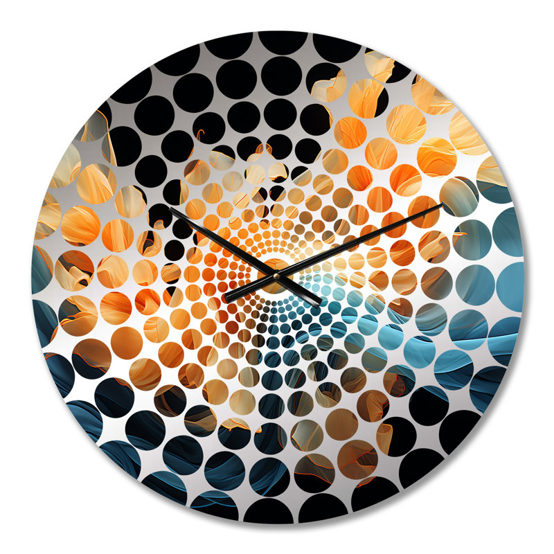 Horloge murale orange vif et turquoise, Petit