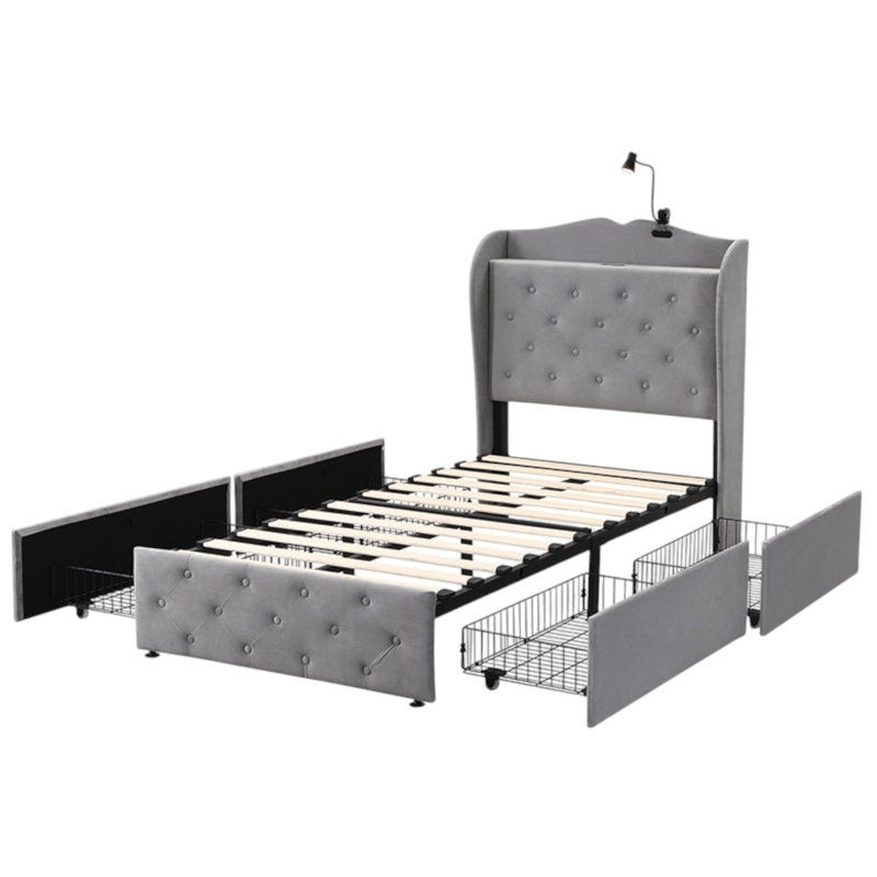 Dannay Upholstered Storage Bed, Single (3')