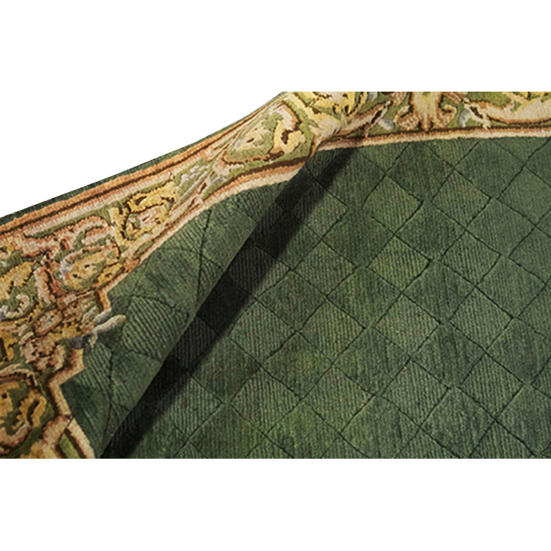 Tapis vert noué à la main de haute qualité